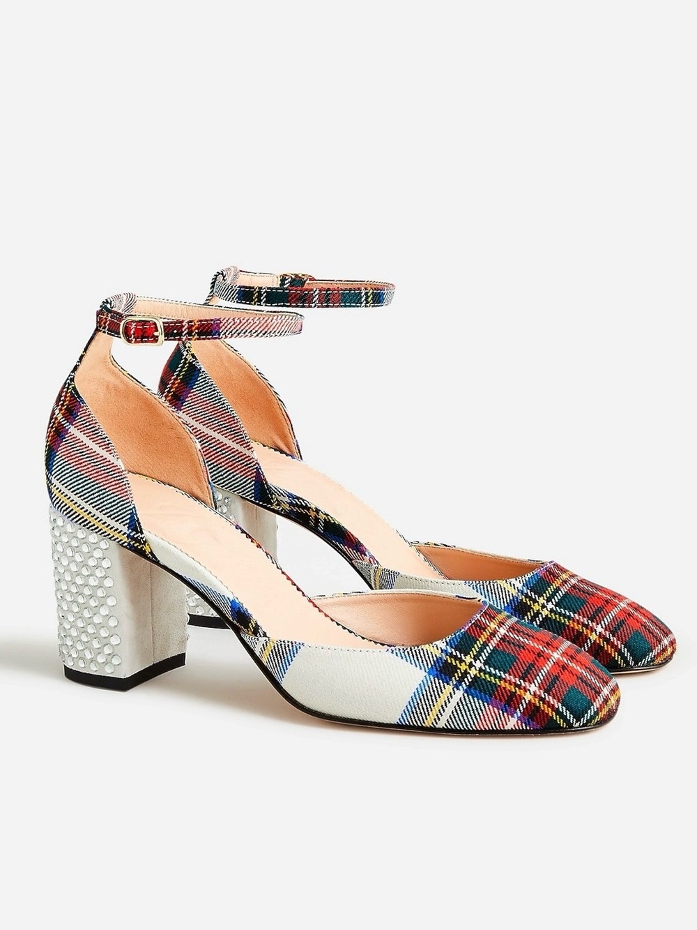 {J. Crew} Maisie Studded Heels in Stewart Tartan